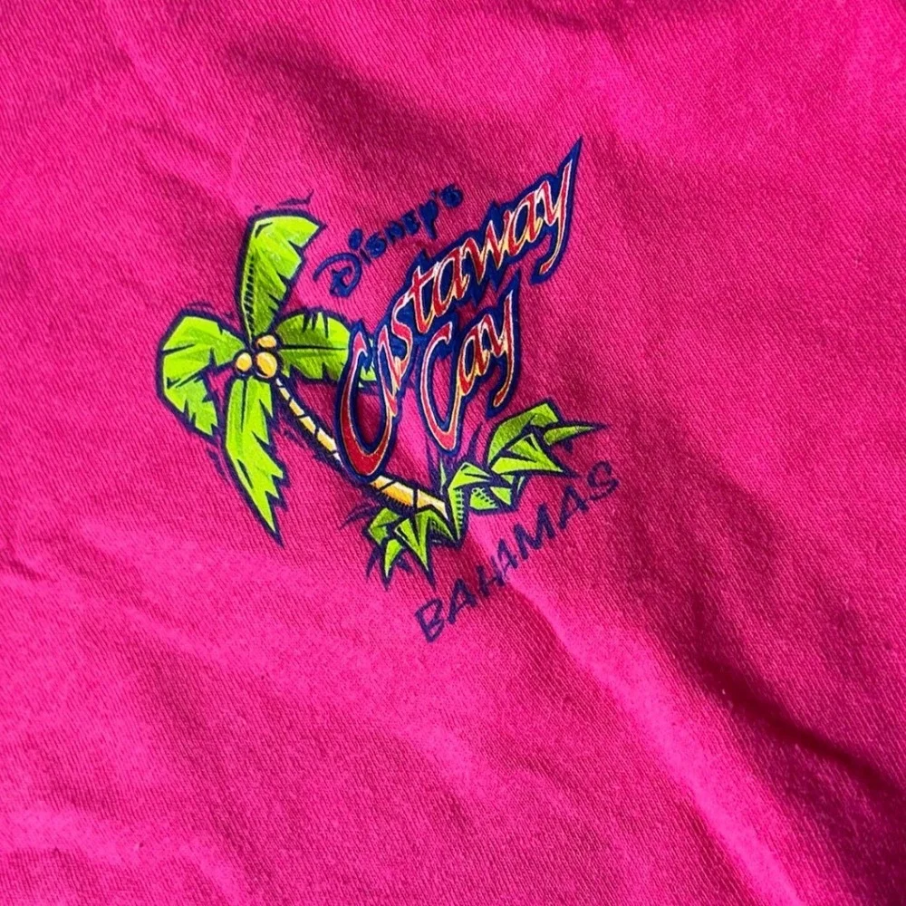 Disney Cruise Line T-Shirt Unisex Large Hot Pink Castaway Cay Bahamas Graphic